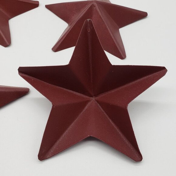 Burgundy Red Metal Wall or Hanging Christmas Tree 4 Star Ornament Set - Picture 4 of 8